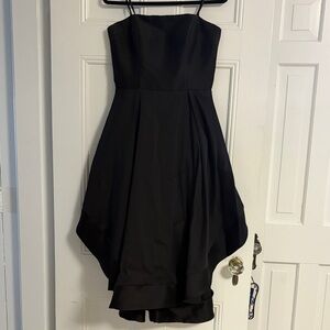 Aqua Black Strapless High-Low Evening Dress